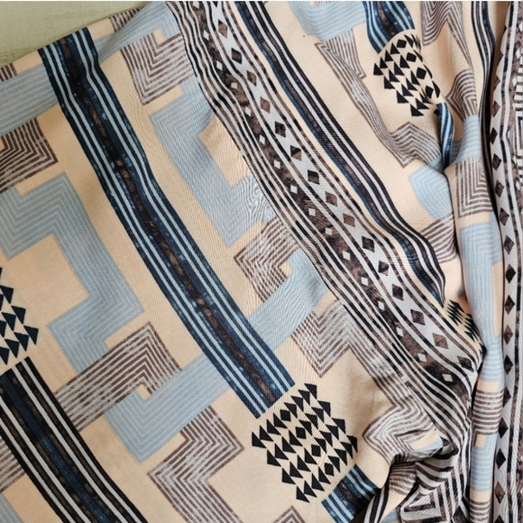 New Boho Western Print Kimono Maxi Duster Peach Blue Black - Picture 5 of 7